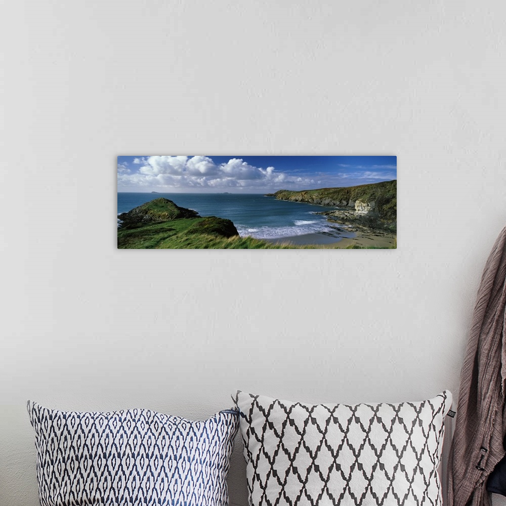 A bohemian room featuring High angle view of a coastline Trwynhwrddyn Whitesand Bay Porth Lleuog Pembrokeshire Wales