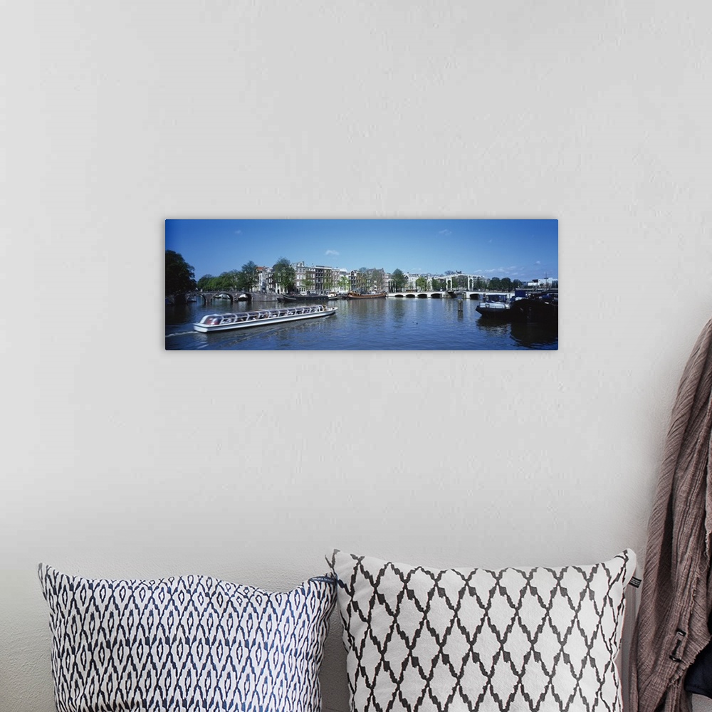 A bohemian room featuring High angle view of a ferry in a lake, Amsterdam, Netherlands