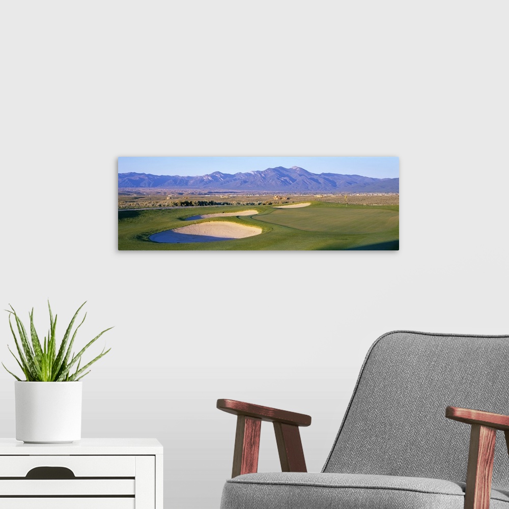 A modern room featuring High angle view of a golf course, Taos, New Mexico