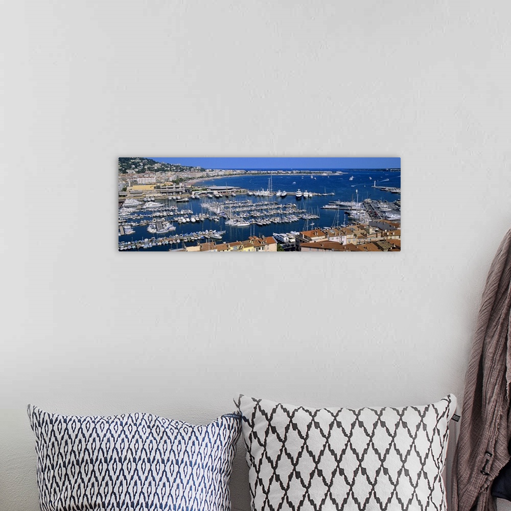A bohemian room featuring High angle view of a harbor, Cannes, Provence Alpes Cote dAzur, France