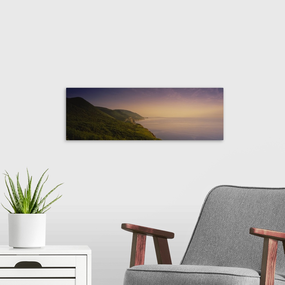A modern room featuring High angle view of a lake, Cape Breton Highlands National Park, Nova Scotia, Canada