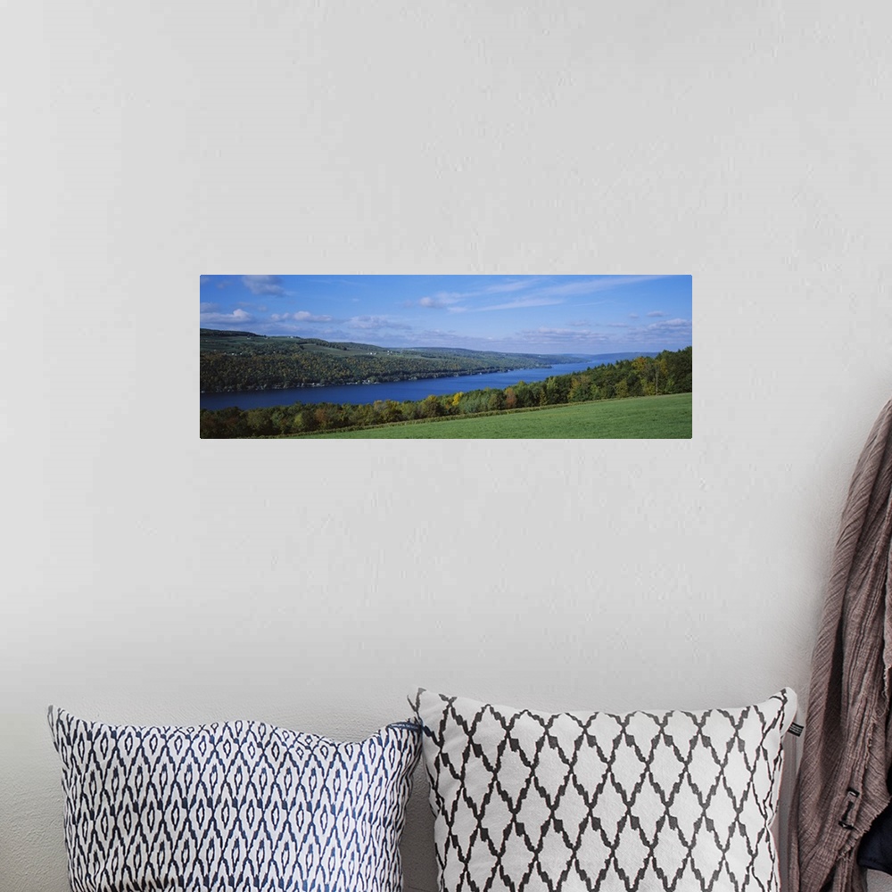 A bohemian room featuring High Angle View Of A Lake, Keuka Lake, Finger Lakes, New York State