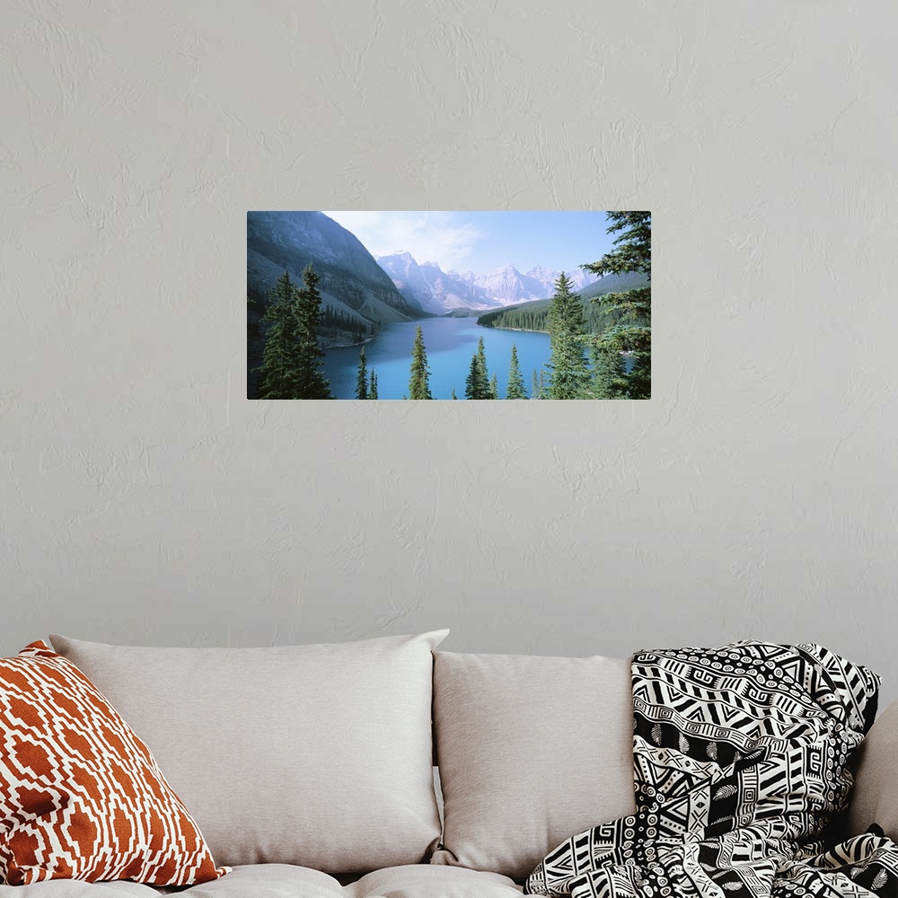 A bohemian room featuring High angle view of a lake, Moraine Lake, Banff National Park, Canada