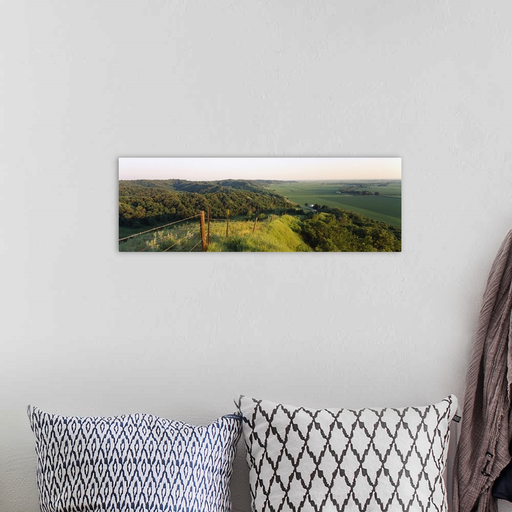 A bohemian room featuring High angle view of a landscape at a hillside, Loess Hills, Iowa