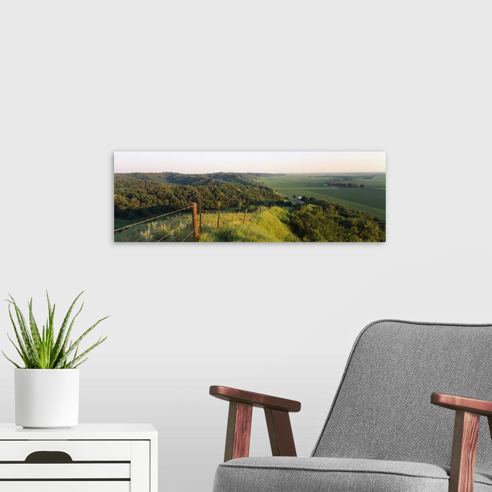 A modern room featuring High angle view of a landscape at a hillside, Loess Hills, Iowa