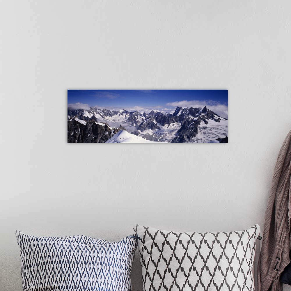 A bohemian room featuring High angle view of a mountain range, Mt Blanc, The Alps, France