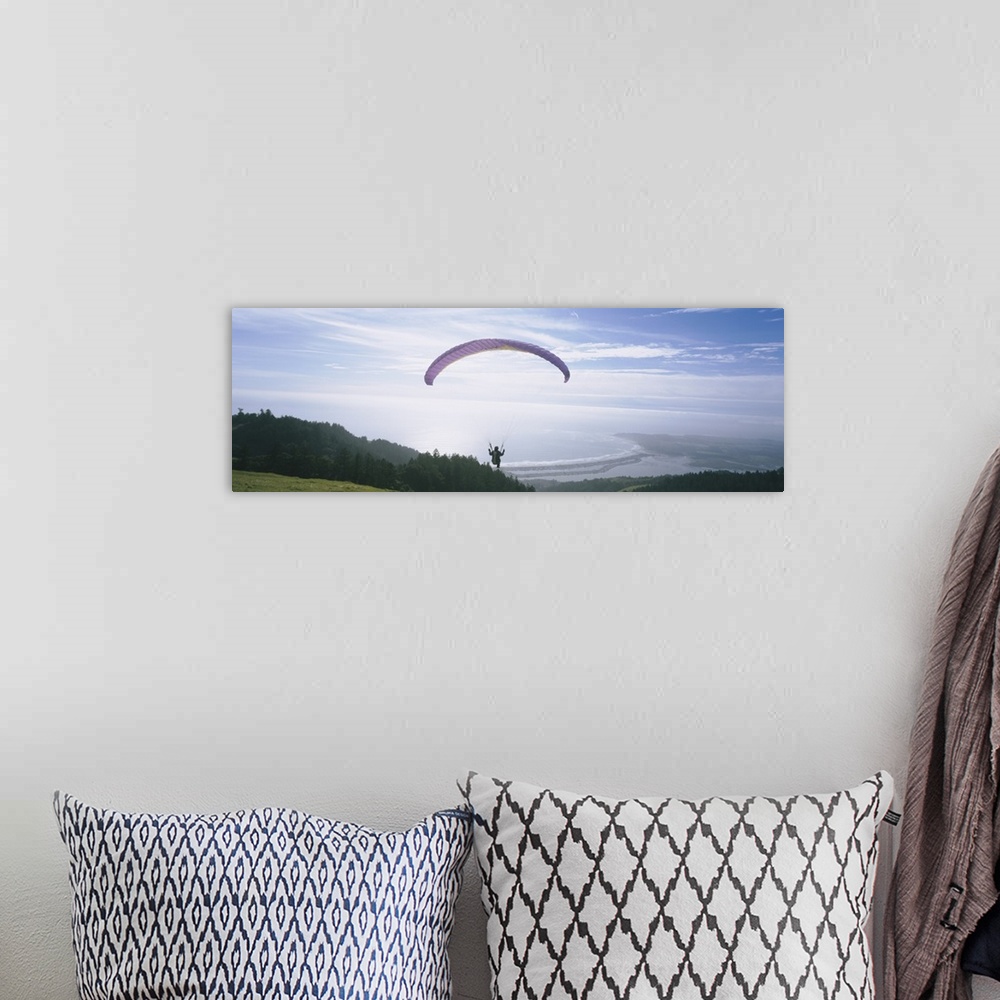 A bohemian room featuring High angle view of a person parasailing, Marin County, California