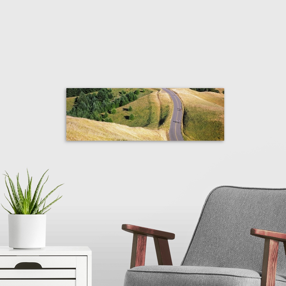 A modern room featuring High angle view of a road running through a landscape, Mt Tamalpais, California