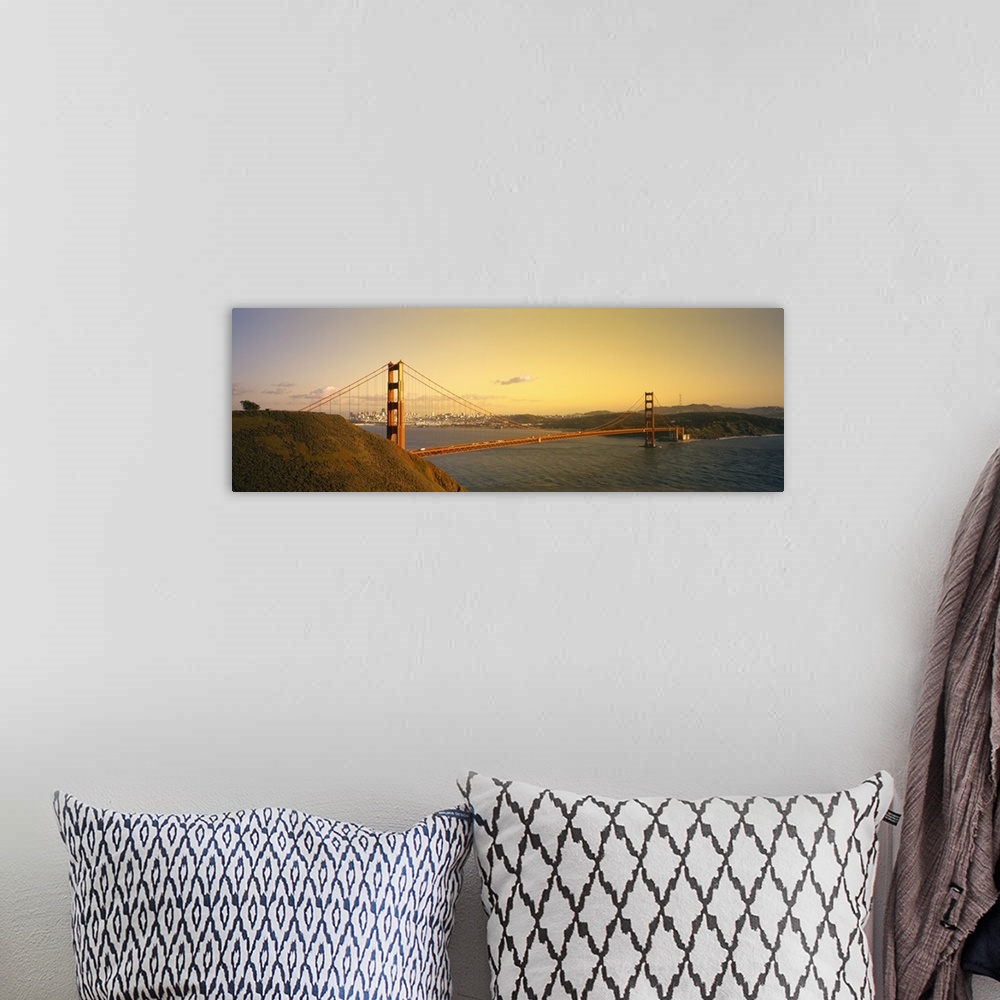 A bohemian room featuring High angle view of a suspension bridge across the sea, Golden Gate Bridge, San Francisco, California
