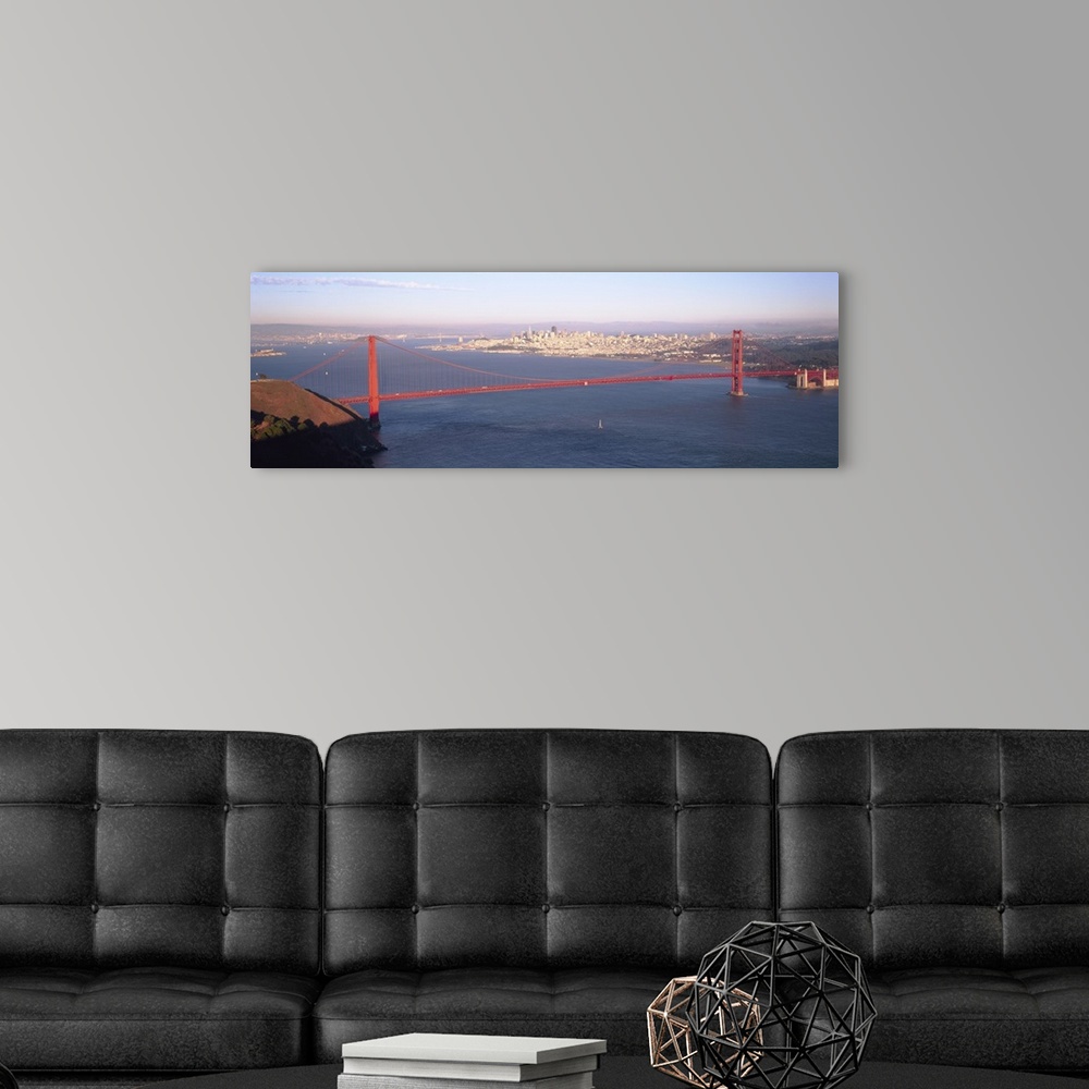 A modern room featuring High angle view of a suspension bridge across the sea Golden Gate Bridge San Francisco Marin Coun...