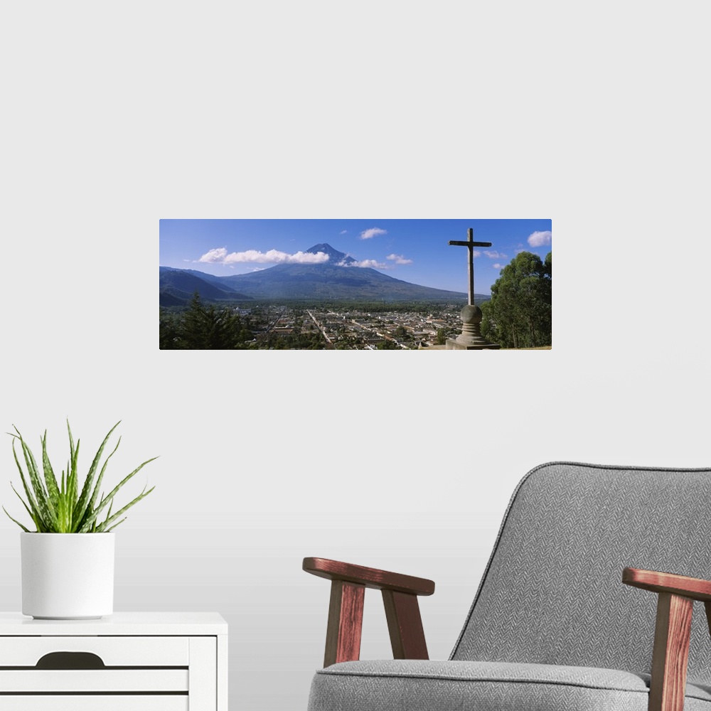 A modern room featuring High angle view of a town, Antigua, Guatemala