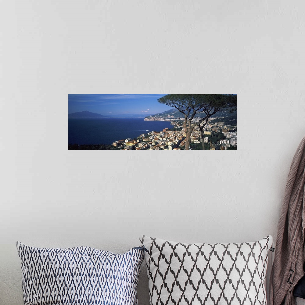 A bohemian room featuring High angle view of a town at a coast, Sorrento, Campania, Italy