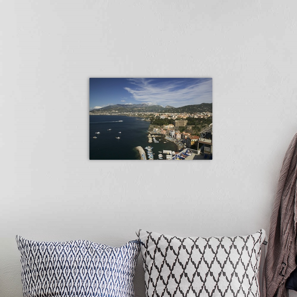 A bohemian room featuring High angle view of a town at the waterfront, Marina Grande, Sorrento, Naples, Campania, Italy