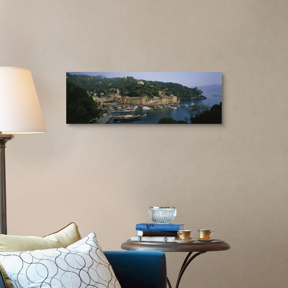 A traditional room featuring High angle view of a town, Portofino, Italy
