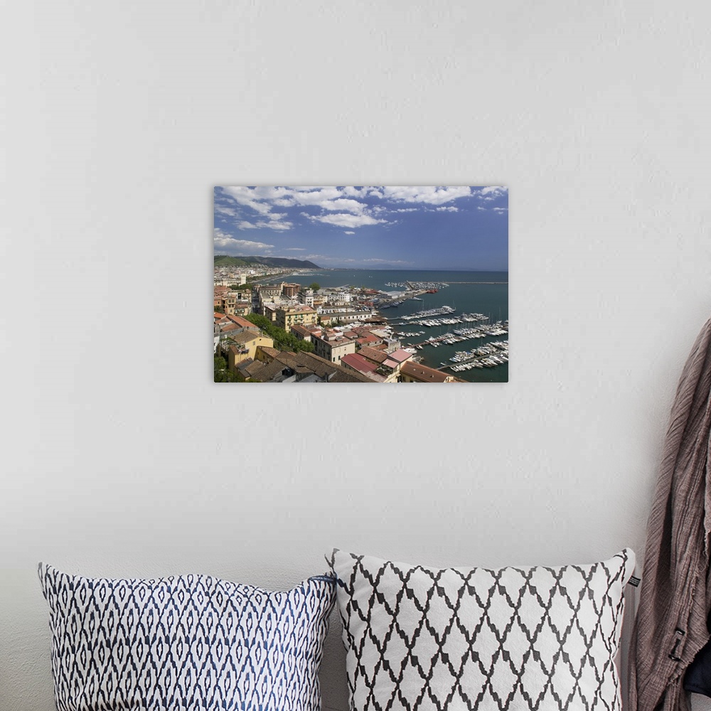 A bohemian room featuring High angle view of a town, Salerno, Amalfi Coast, Campania, Italy