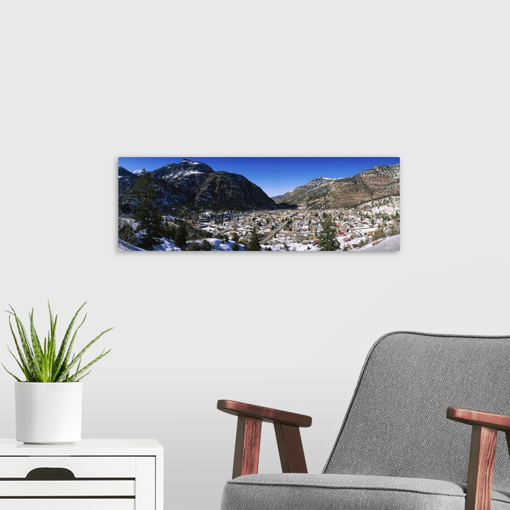 A modern room featuring High angle view of a town, Telluride, San Miguel County, Colorado
