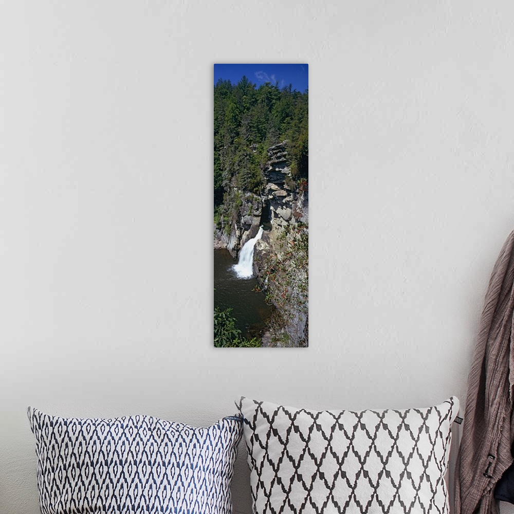 A bohemian room featuring High angle view of a waterfall, Linville Falls, Blue Ridge Mountains, Burke County, North Carolina,