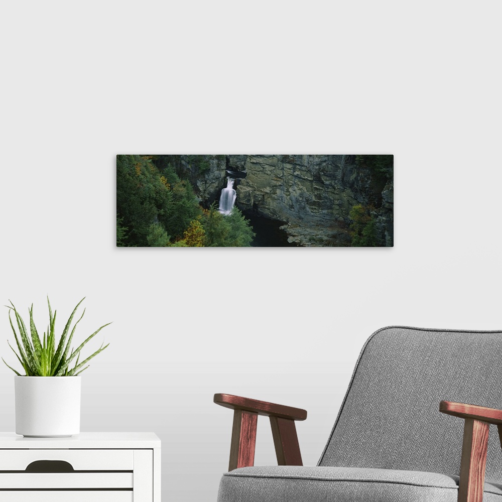 A modern room featuring High angle view of a waterfall, Linville Falls, Blue Ridge Parkway, North Carolina