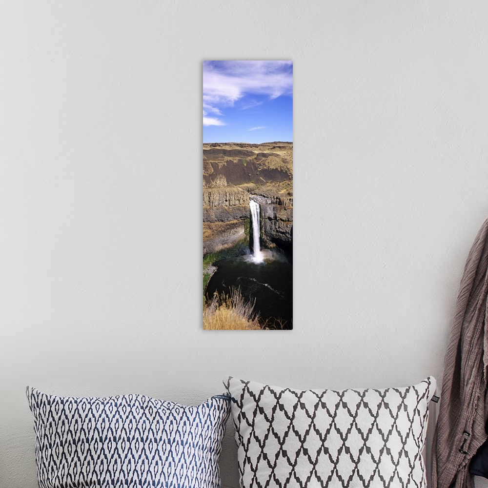 A bohemian room featuring High angle view of a waterfall, Palouse Falls, Palouse Falls State Park, Washington State