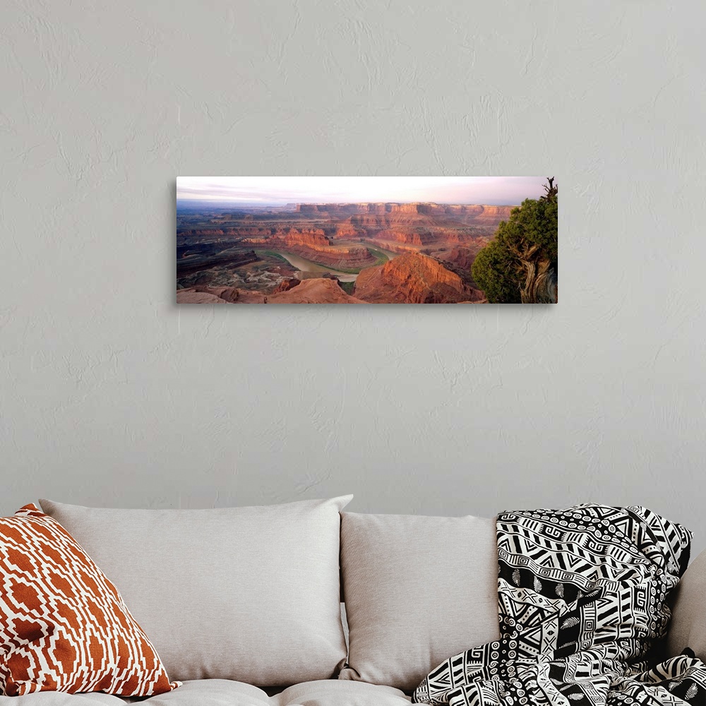 A bohemian room featuring High angle view of an arid landscape, Canyonlands National Park, Utah