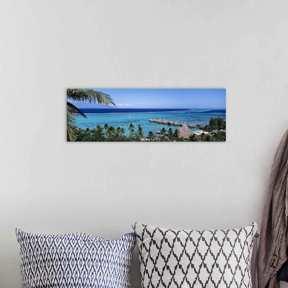 A bohemian room featuring High angle view of beach huts, Kia Ora, Moorea, French Polynesia
