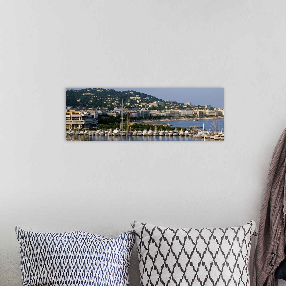 A bohemian room featuring High angle view of boats docked at harbor, Cannes, France
