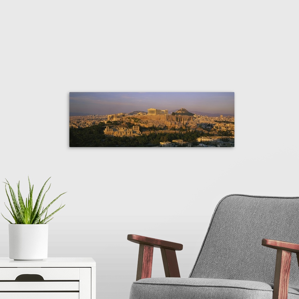 A modern room featuring High angle view of buildings in a city, Acropolis, Athens, Greece