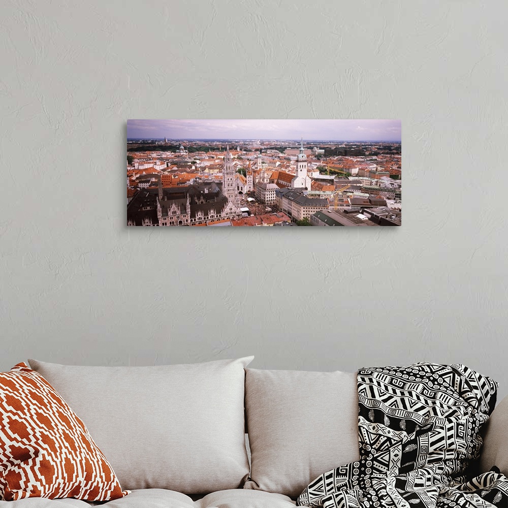 A bohemian room featuring High angle view of buildings in a city, Munich, Bavaria, Germany