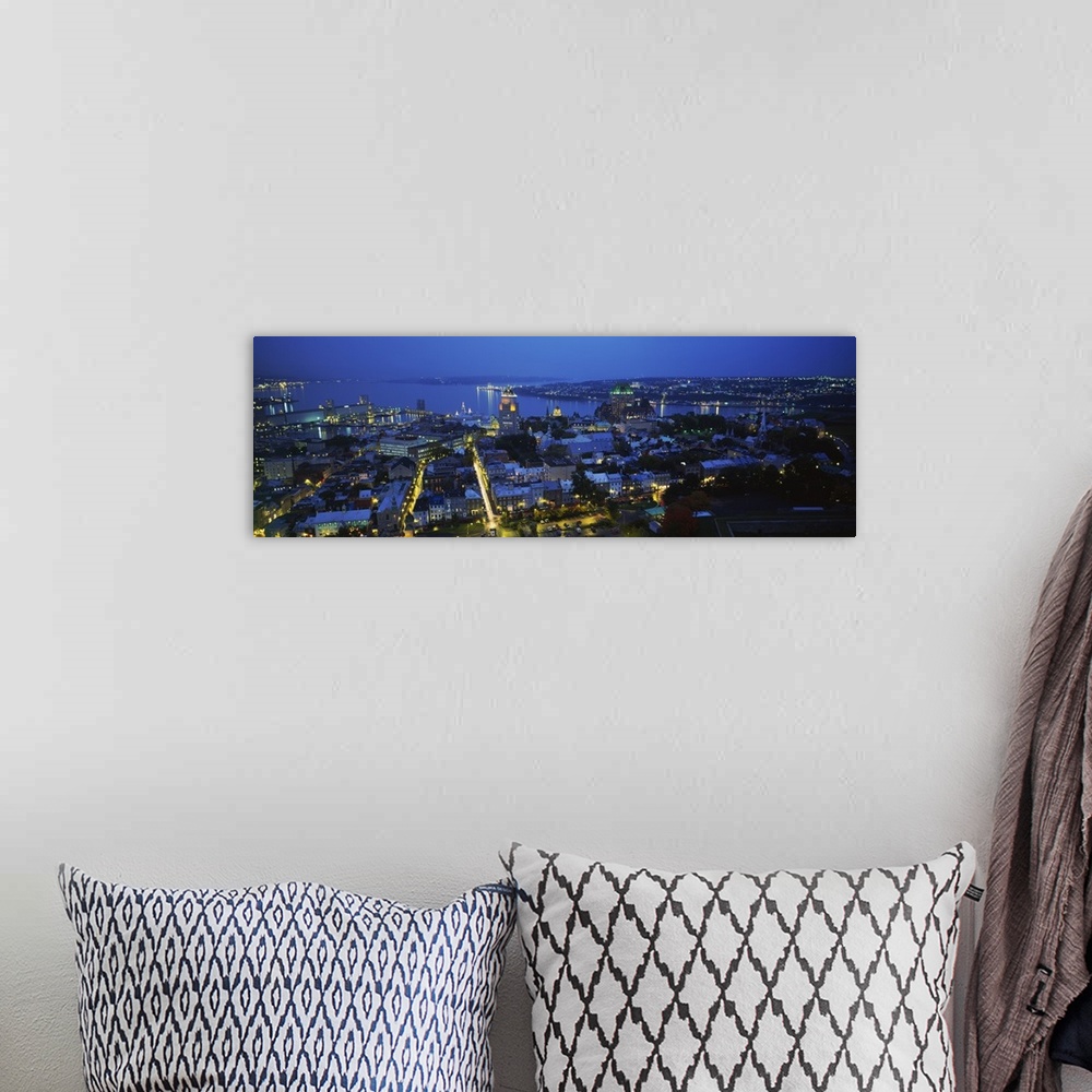 A bohemian room featuring High angle view of buildings in a city, St. Lawrence River, Quebec City, Quebec, Canada