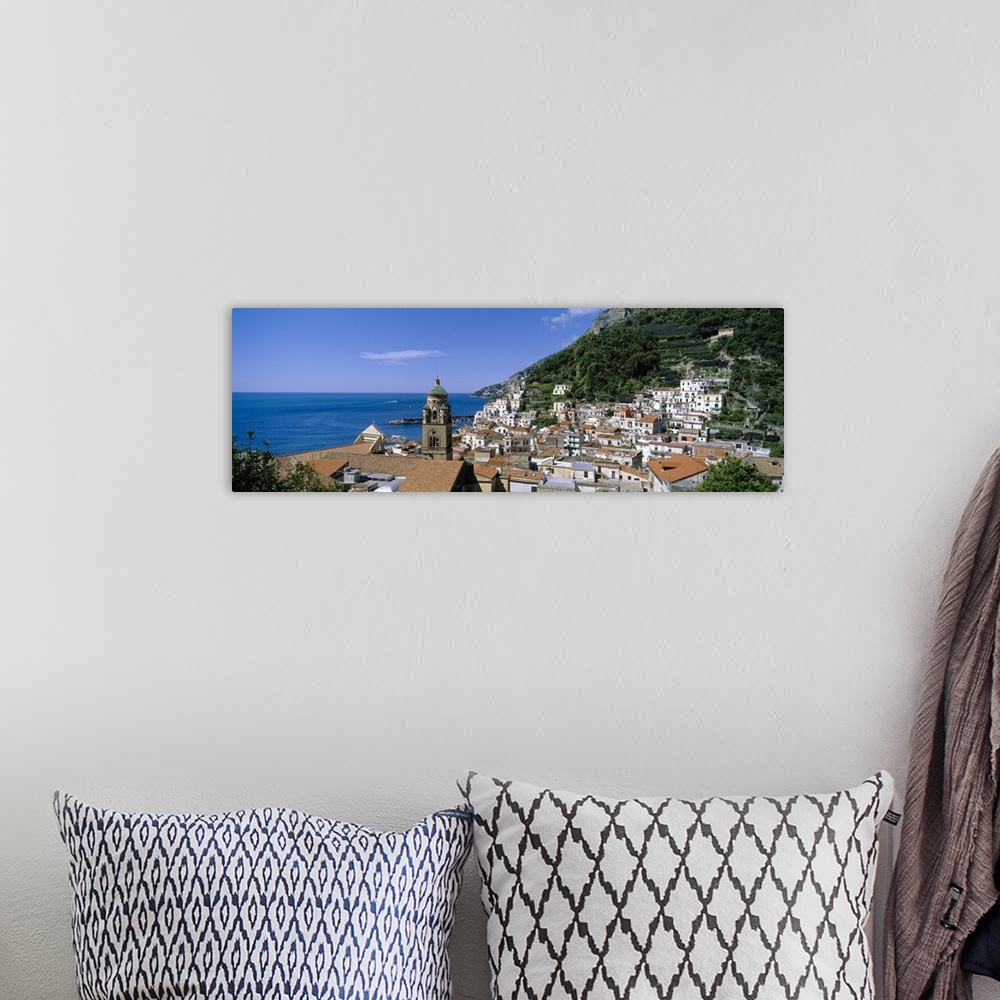 A bohemian room featuring High angle view of buildings near the sea, Amalfi, Amalfi Coast, Salerno, Campania, Italy
