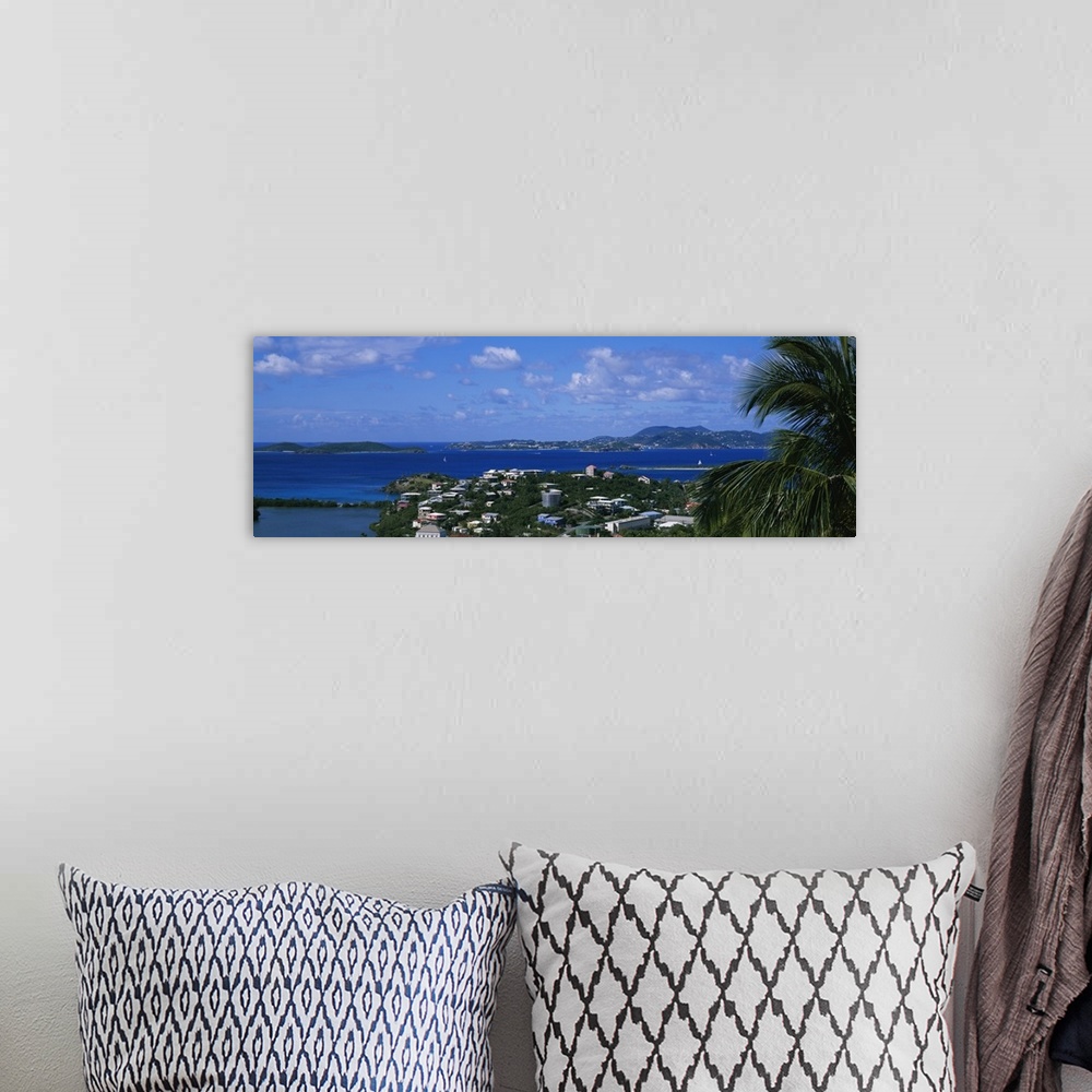 A bohemian room featuring High angle view of buildings on an island, St. Thomas, Pillsbury Sound, US Virgin Islands