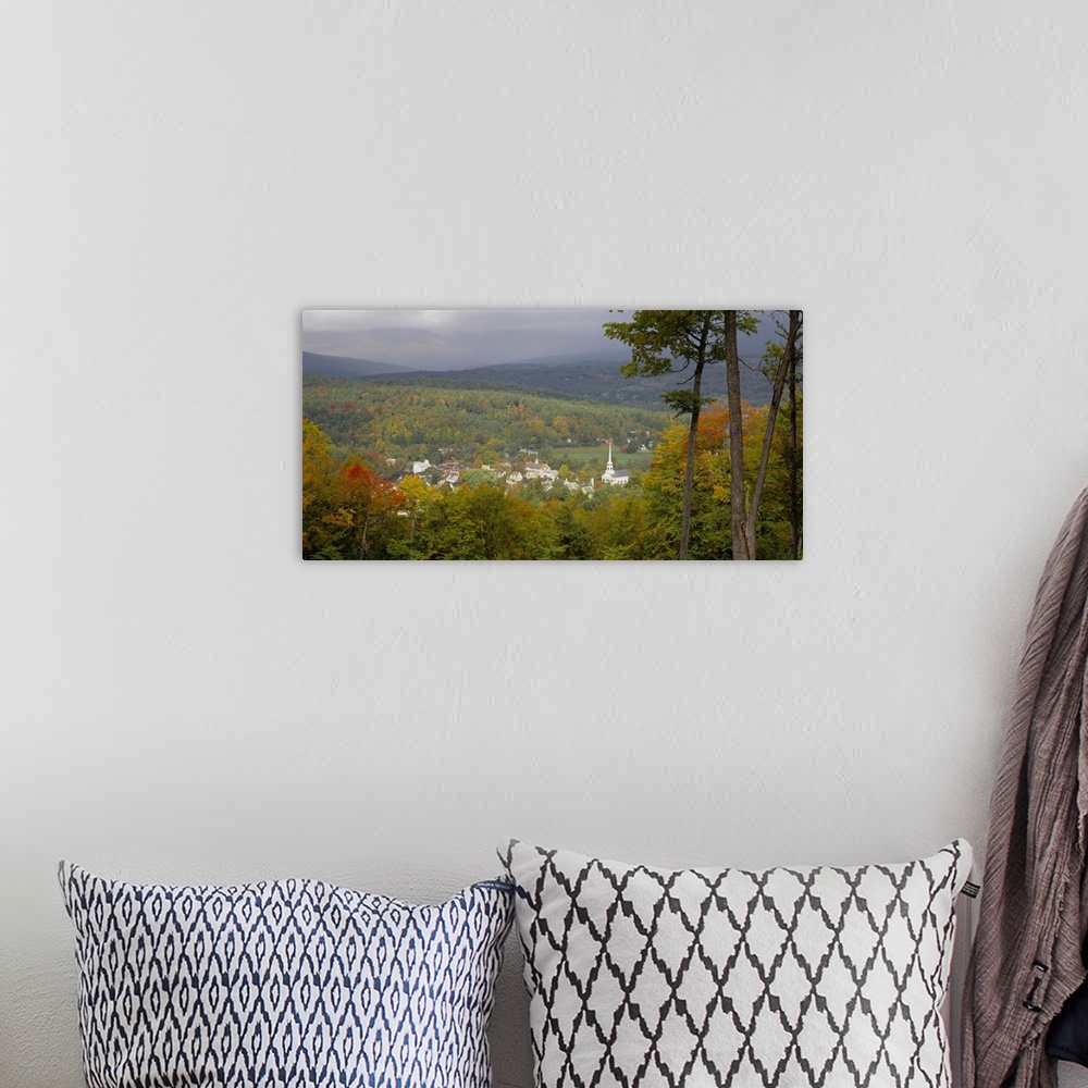 A bohemian room featuring High angle view of buildings, Stowe, Vermont
