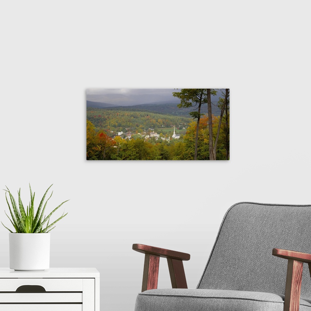 A modern room featuring High angle view of buildings, Stowe, Vermont