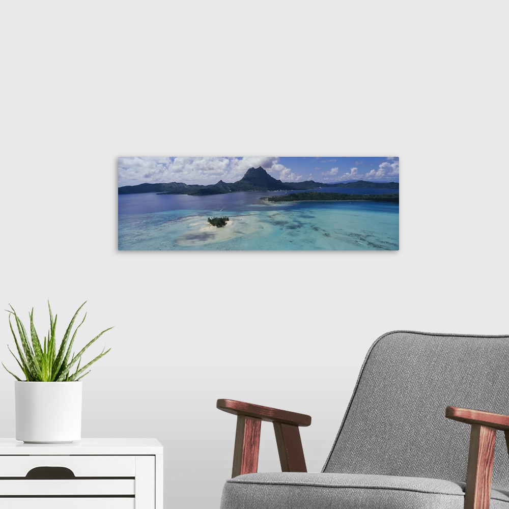 A modern room featuring High angle view of islands, Motutapu, Bora Bora, French Polynesia