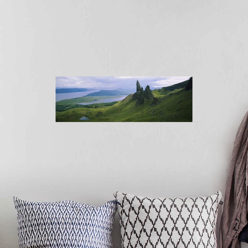 A bohemian room featuring High angle view of rock formations on a mountain, Old Man Of Storr, Isle Of Skye, Scotland