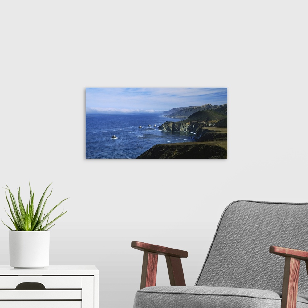 A modern room featuring High angle view of rock formations on the coast, Big Sur, Garrapata State Beach, Monterey Coast, ...