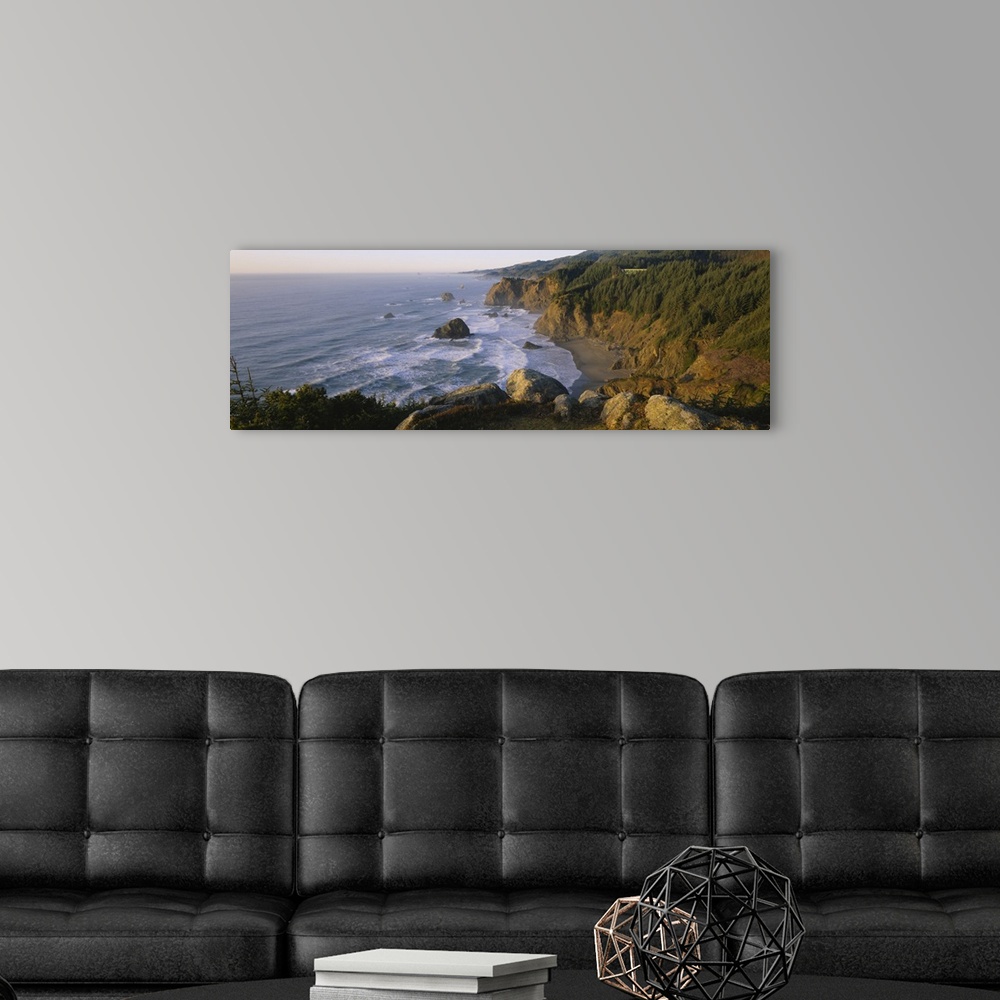 A modern room featuring High angle view of rock formations on the coast, Samuel H Boardman State Park, Oregon