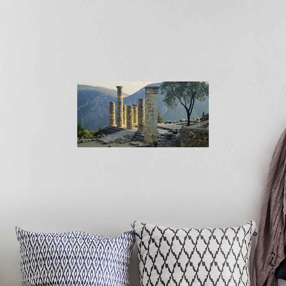 A bohemian room featuring High angle view of ruined columns, Temple Of Apollo, Delphi, Greece