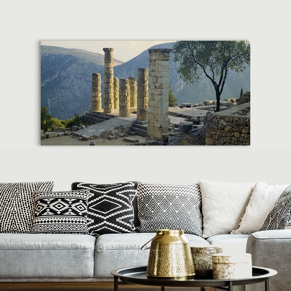 A bohemian room featuring High angle view of ruined columns, Temple Of Apollo, Delphi, Greece