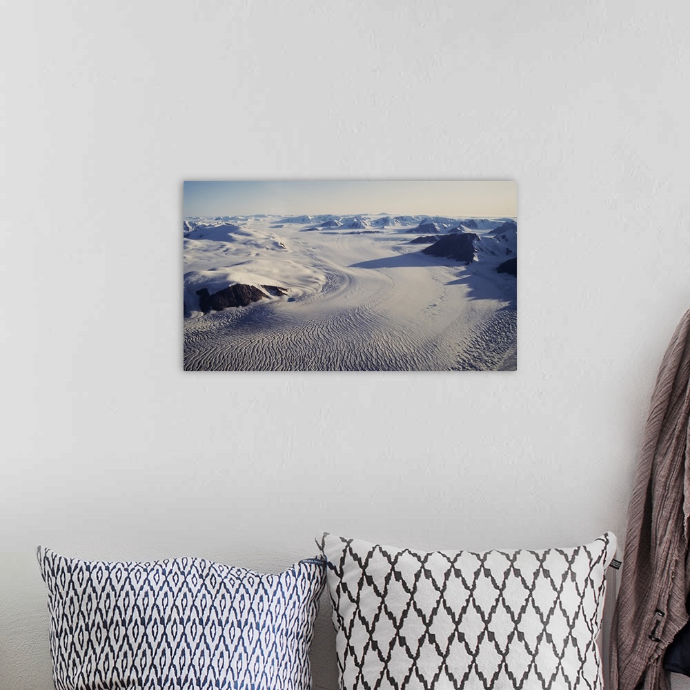 A bohemian room featuring High angle view of snowcapped mountains, Ellesmere Island, Canada