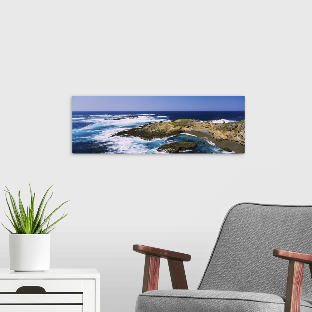 A modern room featuring High angle view of surf on the beach, Point Lobos State Reserve, California