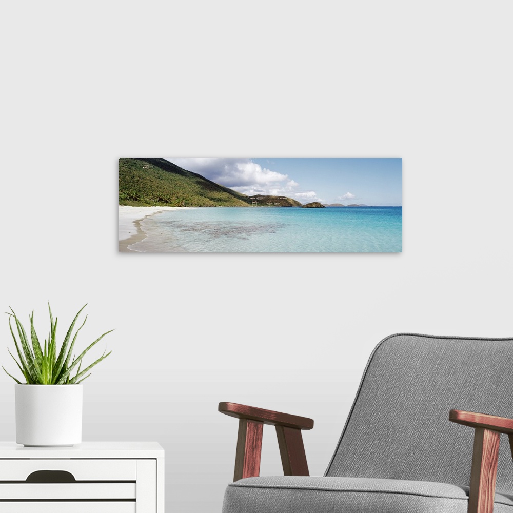 A modern room featuring High angle view of the beach, Cinnamon Bay, St John, US Virgin Islands