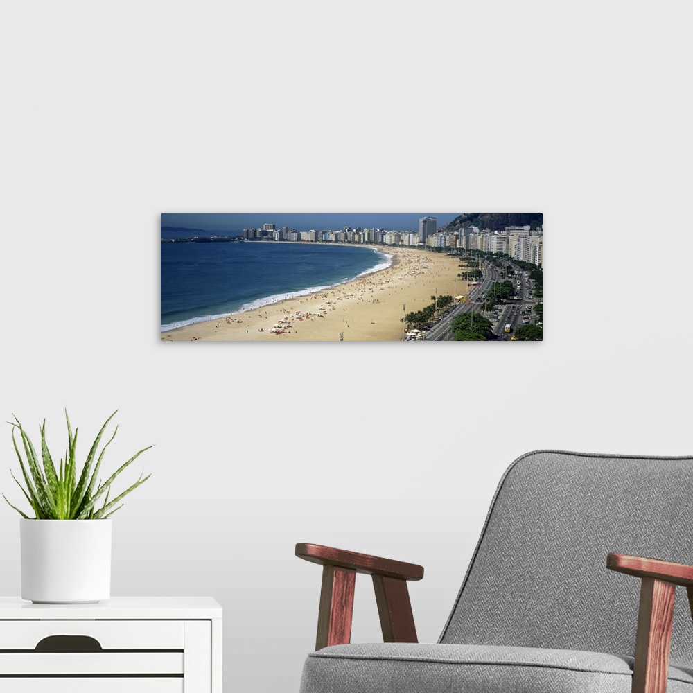 A modern room featuring High angle view of the beach, Rid de Janeiro, Brazil
