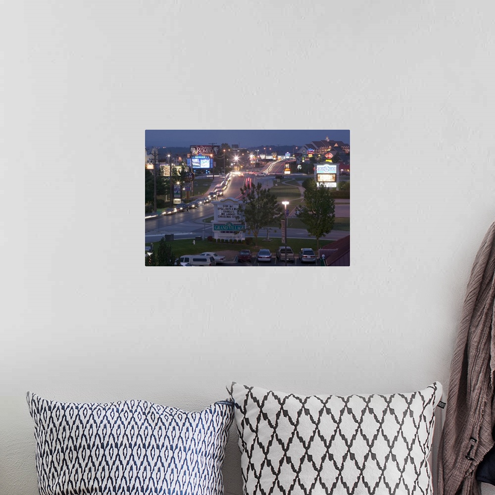 A bohemian room featuring High angle view of traffic moving on a highway at dusk, Route 76, Country Music Boulevard, Branso...