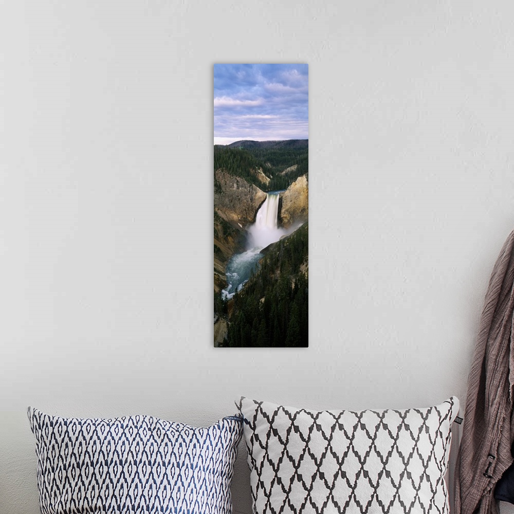A bohemian room featuring High angle view of waterfall in a forest, Yellowstone Falls, Yellowstone River, Yellowstone Natio...