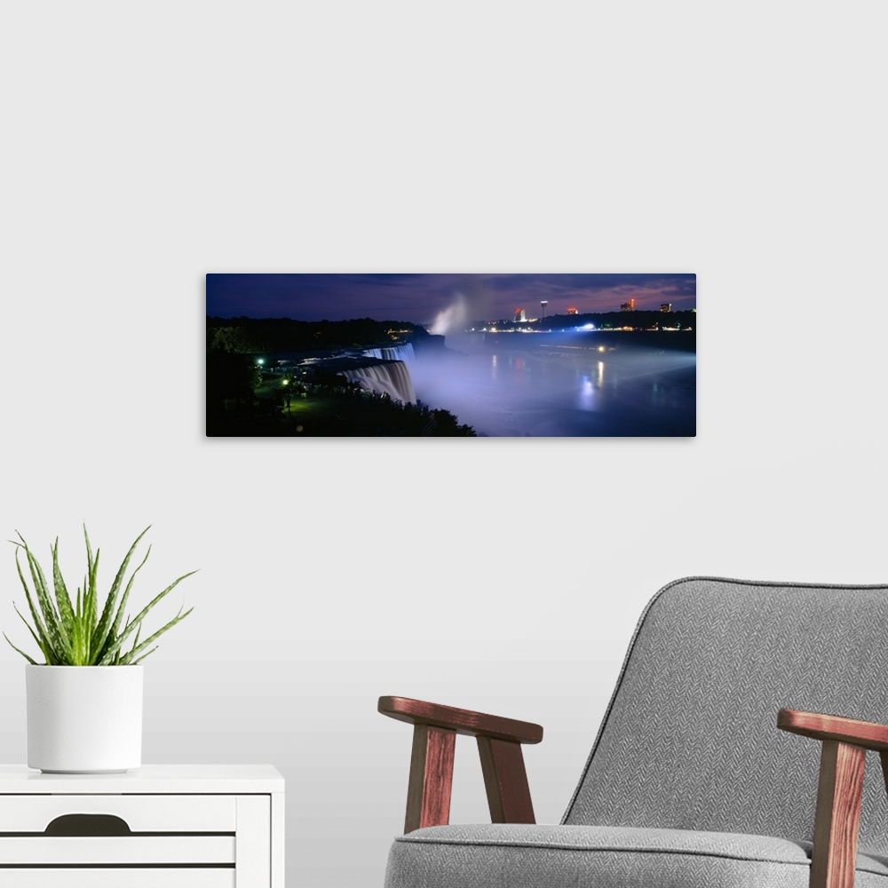 A modern room featuring High angle view of waterfalls at night, American Falls, Niagara Falls, New York State