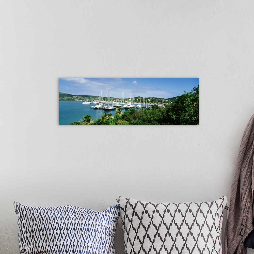 A bohemian room featuring High angle view of yachts in a harbor, English Harbor, Antigua, Caribbean Islands