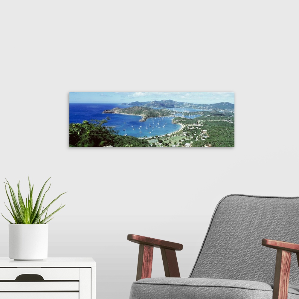 A modern room featuring High angle view of yachts in a harbor, English Harbor, Antigua, Caribbean Islands