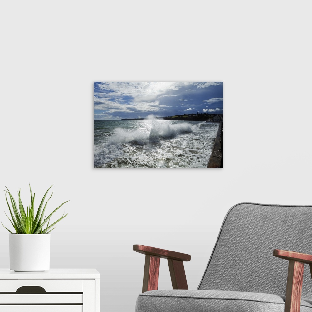 A modern room featuring High Winds and Waves in the Bay, Tramore, County Waterford, Ireland