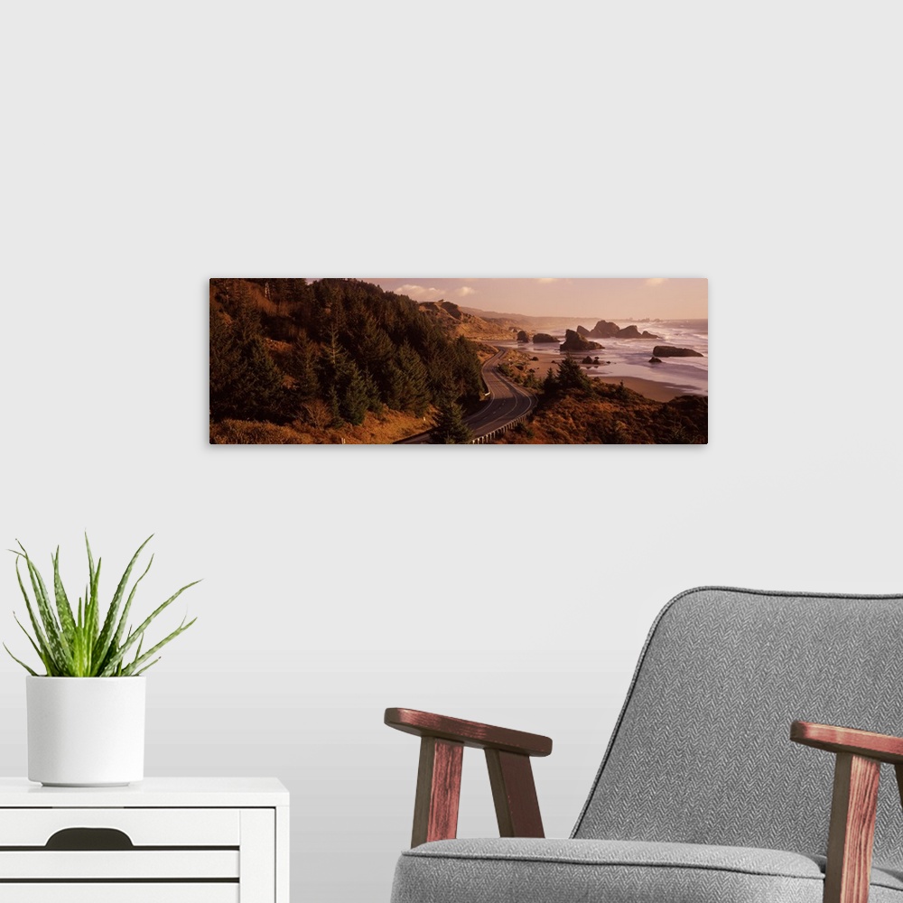 A modern room featuring Highway along a coast, Highway 101, Pacific Coastline, Oregon,